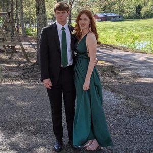 Silky Emerald Prom Dress, Size Small